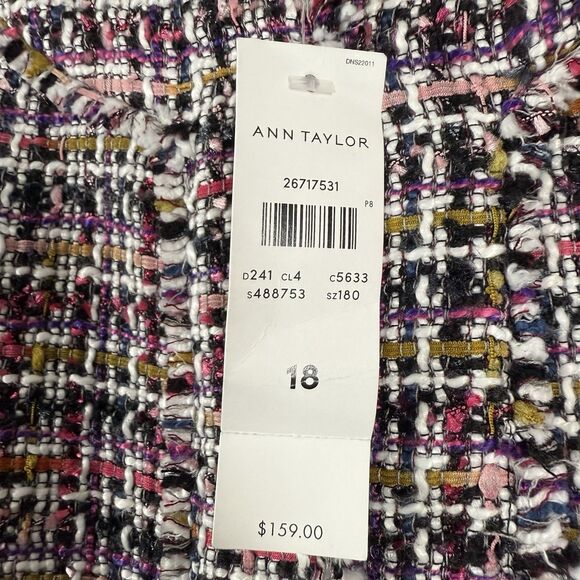 NWT Ann Taylor Fringe Tweed Jacket Multicolor Business Casual - Picture 11 of 12